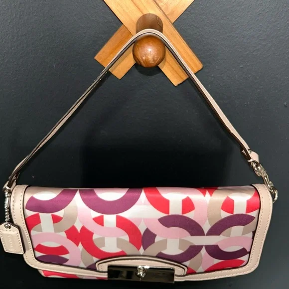Coach Y2K Kristin Signature Monogram Multicolor Wristlet OP Art Fuchsia & Purple - Picture 4 of 14